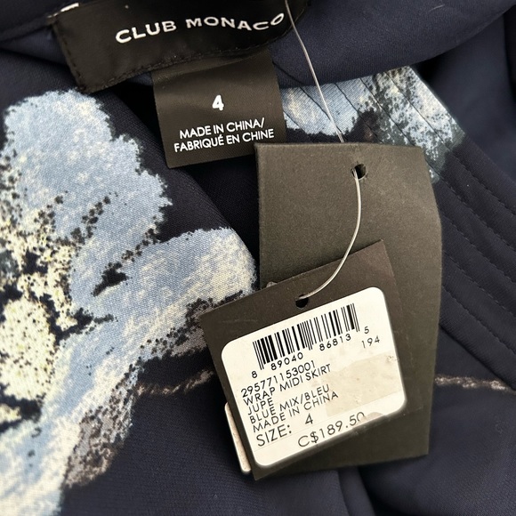 NWT Club Monaco Midi Wrap Skirt blue mix floral Size 4 - Picture 4 of 5